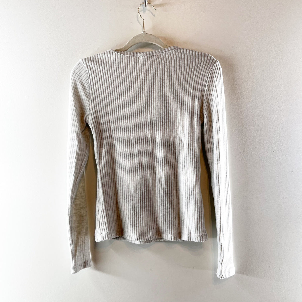 Z Supply Scoopneck Ribbed Long Sleeve Top Heather Gray XS