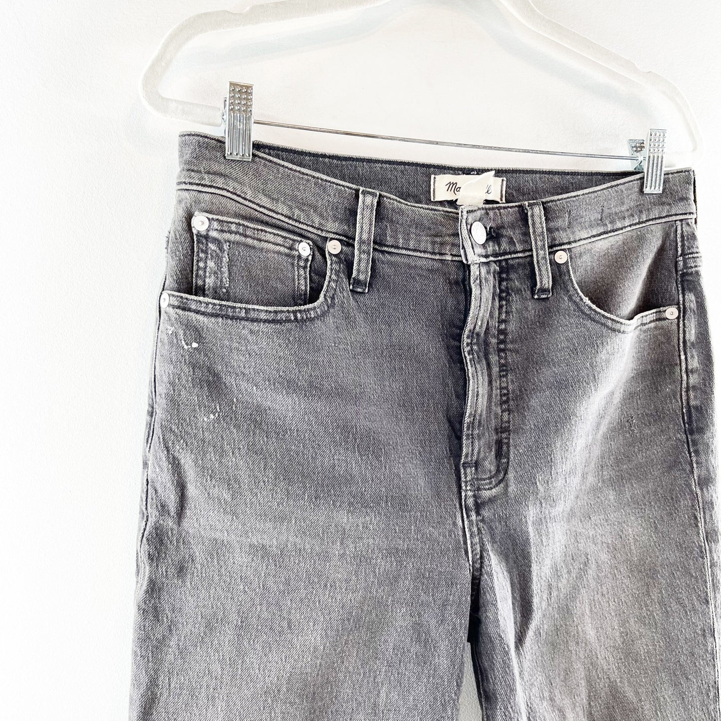 Madewell High Rise Perfect Vintage Jeans Ripped Knee Raw Hem Lunar Black 28 / 6