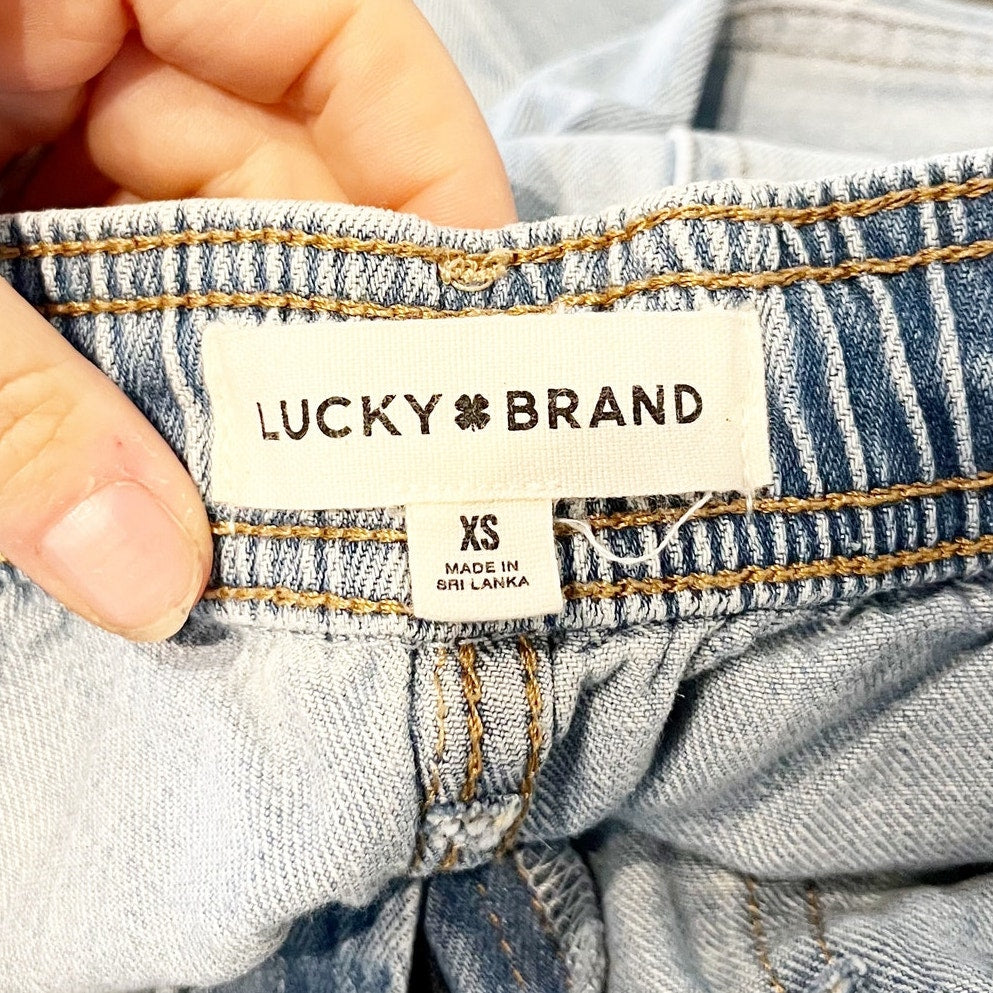 Lucky Brand High Rise Patch Pocket Drawstring Wide Leg Jeans Blue XS