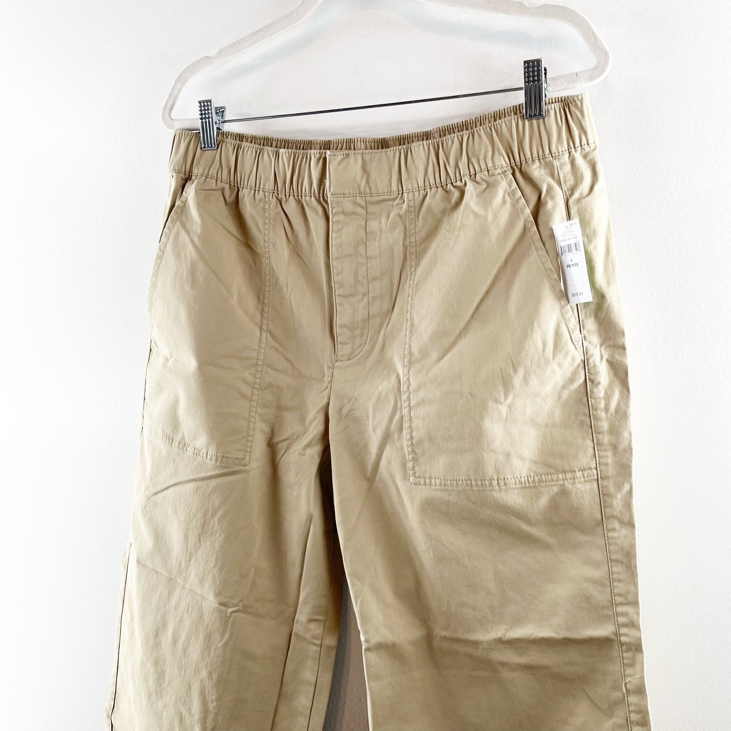 GAP Easy High Rise Wide Leg Trouser Pants Khaki Tan Large Petite