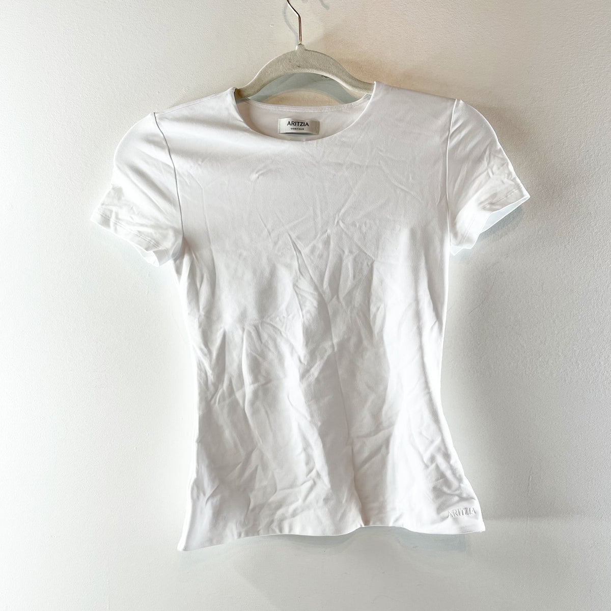 Aritzia Contour Crewneck Short Sleeve Tee Shirt Top White Small