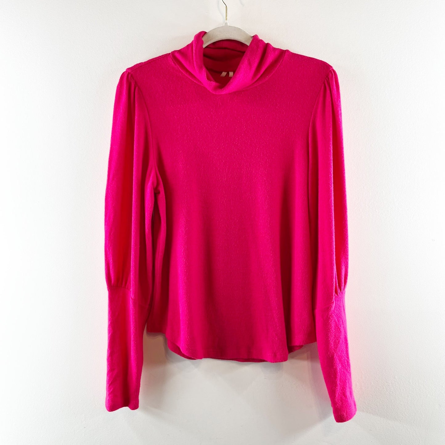 Anthropologie Puff Long Sleeve Turtleneck Top Pink Medium