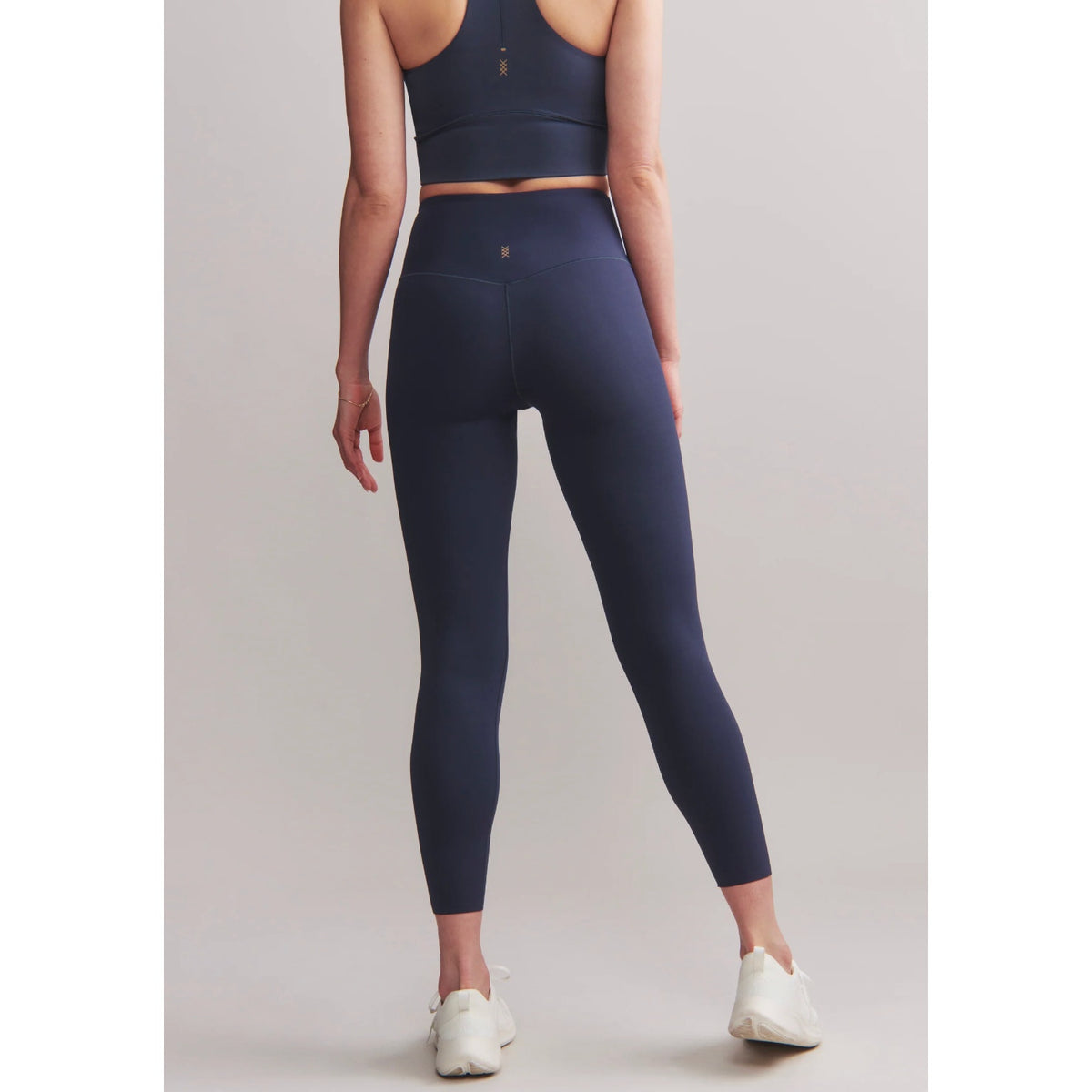Rhone Revive Print Racerback Crop Tank & High Rise Leggings Set Blue Spotted XS