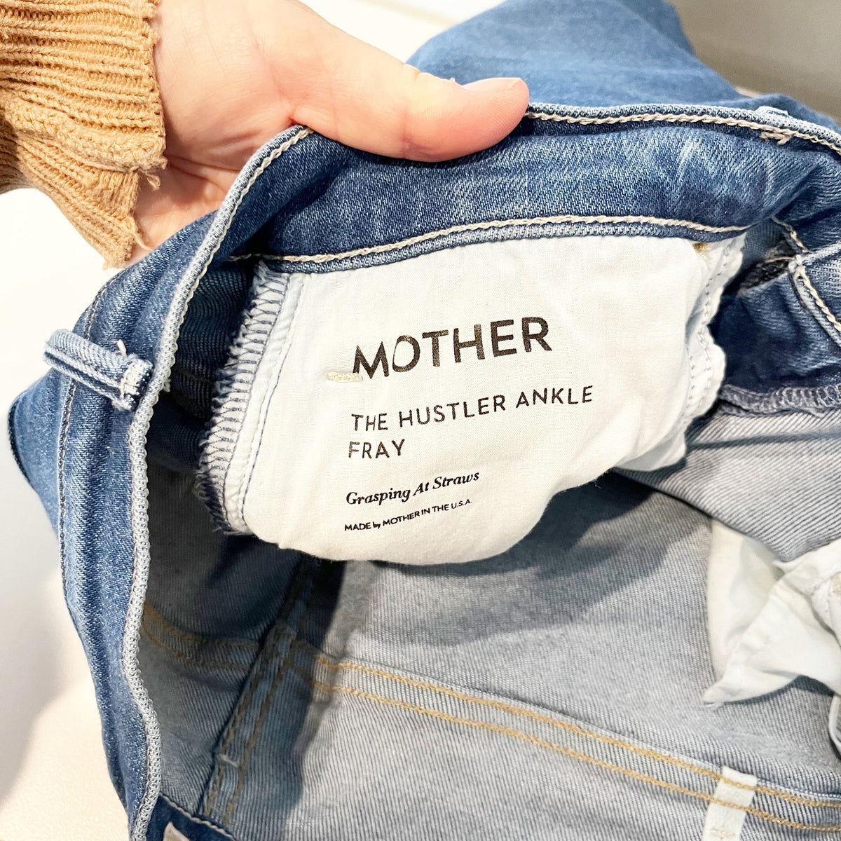Mother The Hustler Ankle Fray Hem Jeans Grasping At Straws Blue 31 / 12
