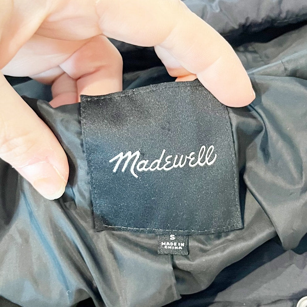 Madewell Quilted Puffer Parka Jacket Coat Black Small