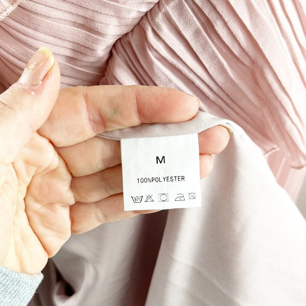 Boutique High Neck Ruffled Pleated Halter Maxi Dress Gown Blush Pink Medium