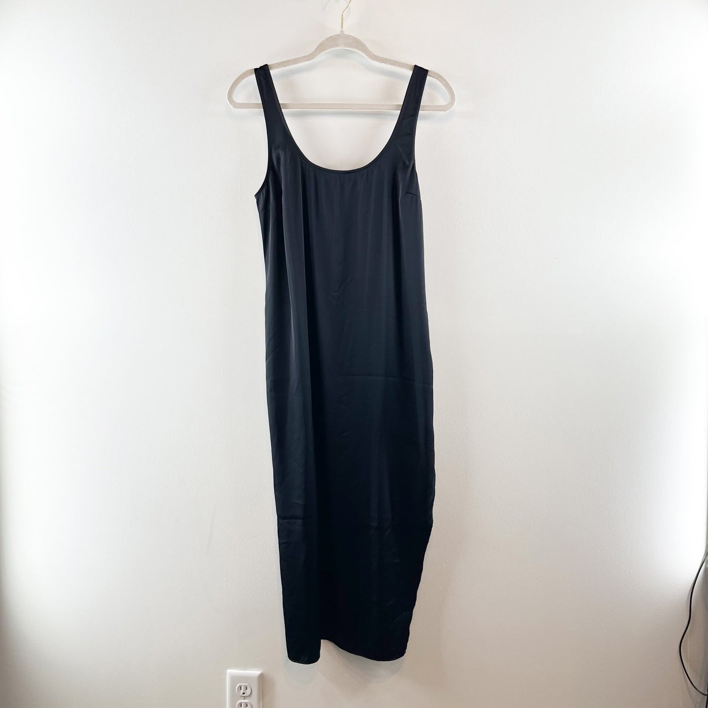 Abercrombie & Fitch Satin Slip Midi Dress Black XS