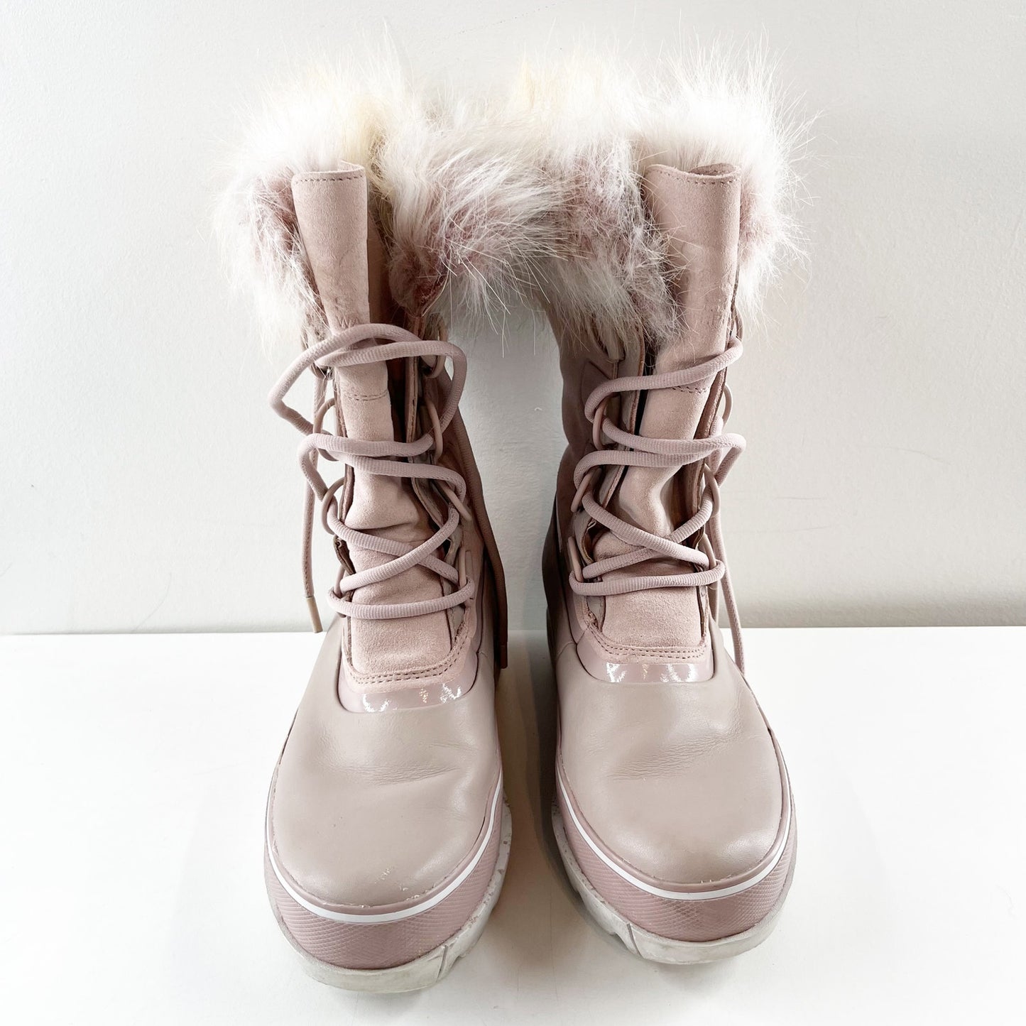 Sorel Joan of Arctic Mid Calf Faux Fur Waterproof Snow Boots Pink 7.5