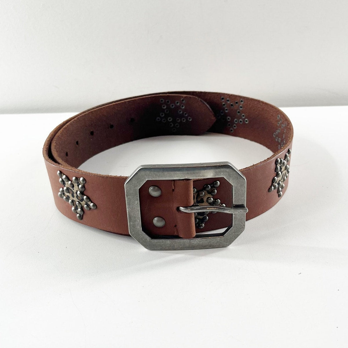 Free People Starcrossed Studded Leather Belt Brown Wildside Small / Medium