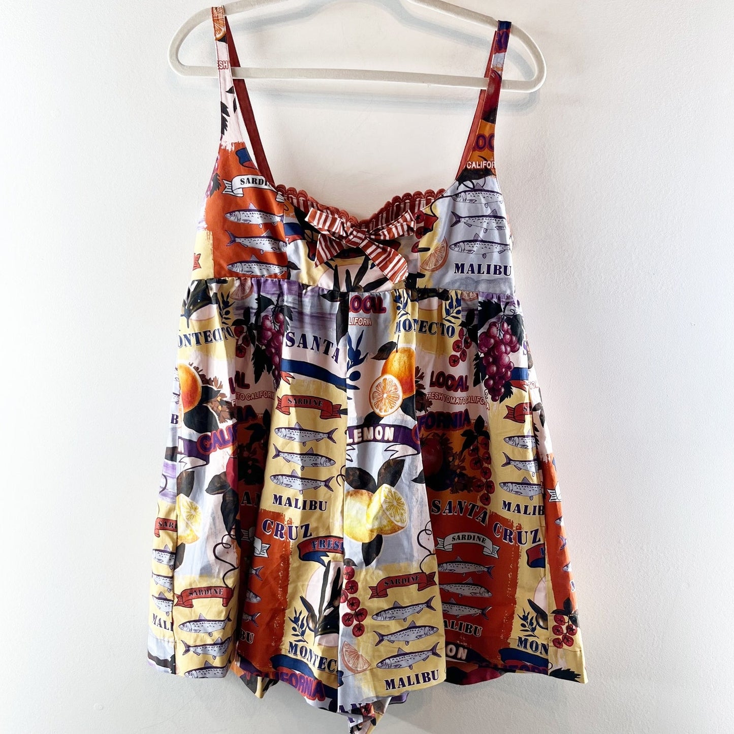 Christian Lacroix Playful Sardine & Mediterranean Food Motif Romper Multi Medium