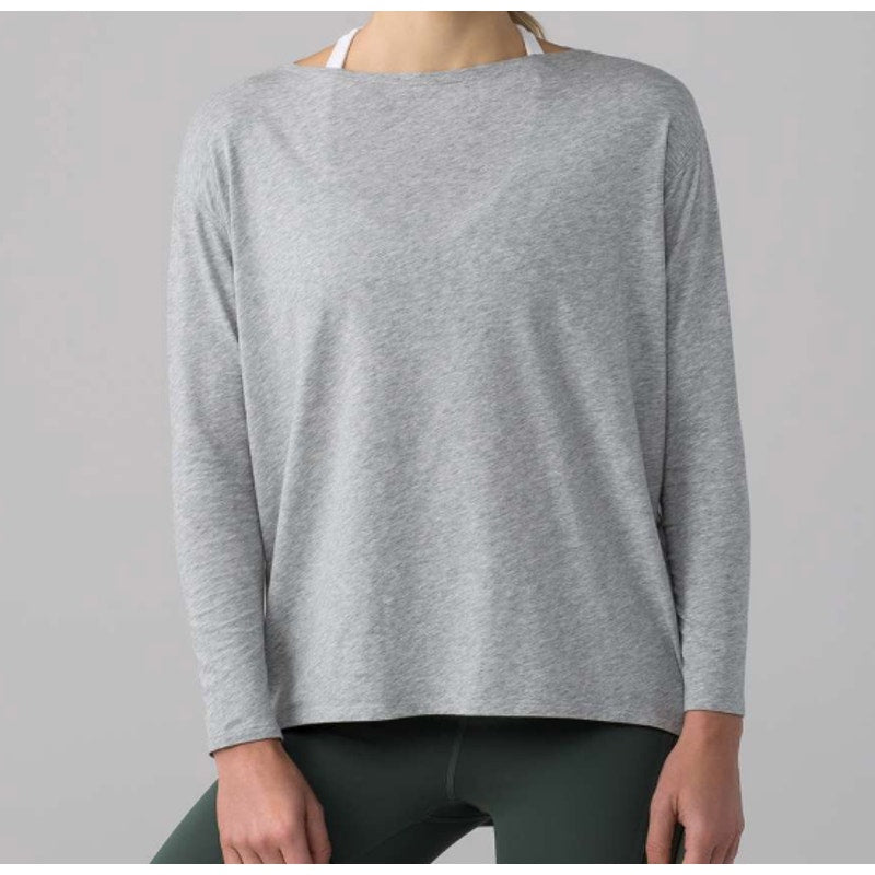 Lululemon Back In Action Long Sleeve Heathered Core Light Grey 14