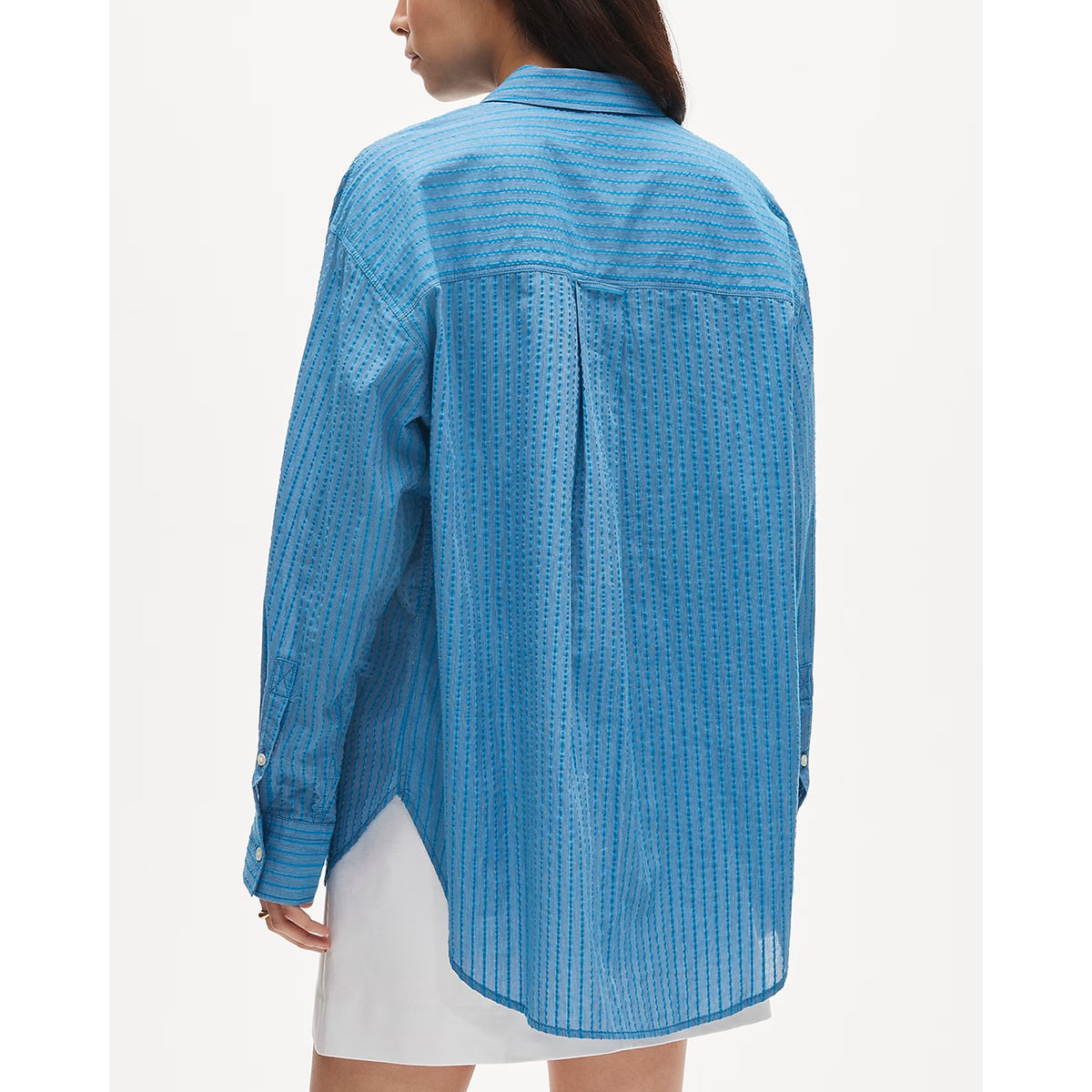 J. Crew Étienne Oversized Fit Dobby Stripe Button-Up Shirt Cerulean Blue XS