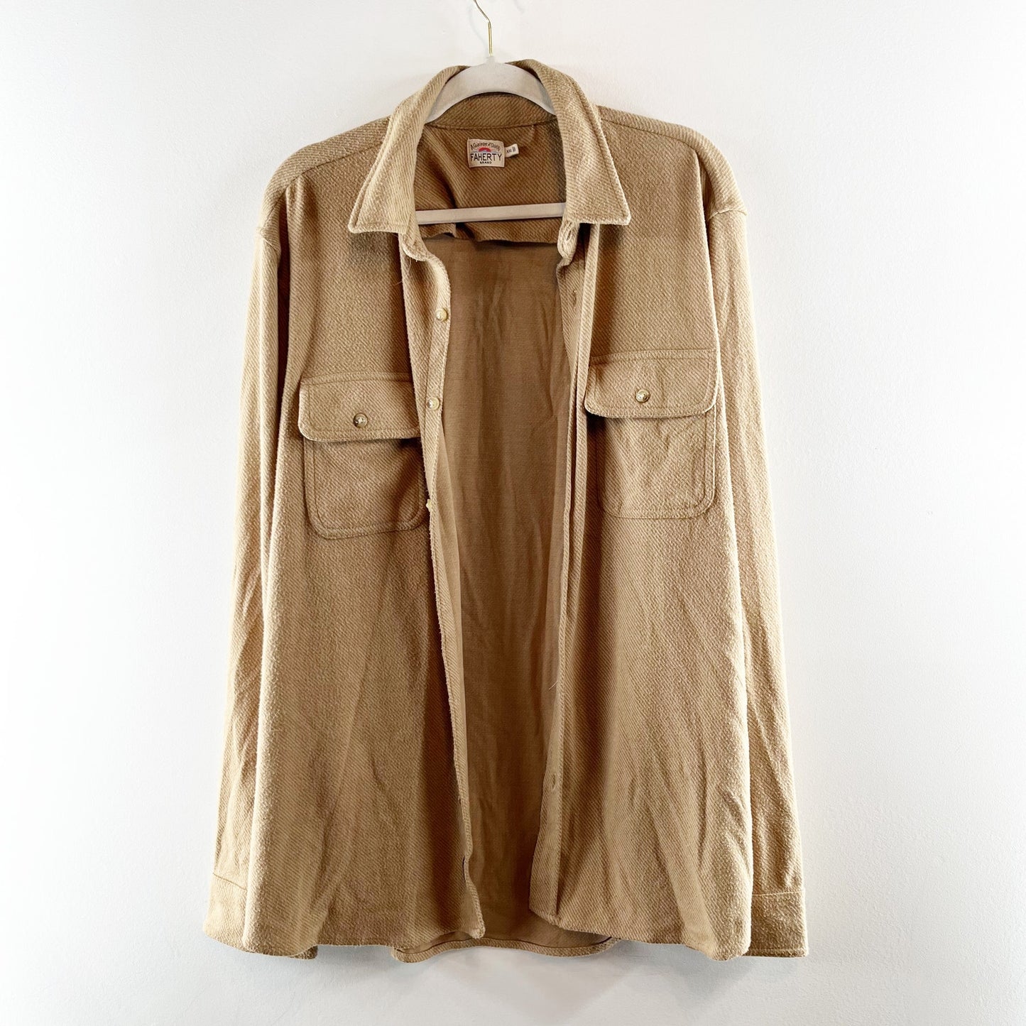 Faherty Legend Sweater Button Up Shirt Tan Camel Beige XXL