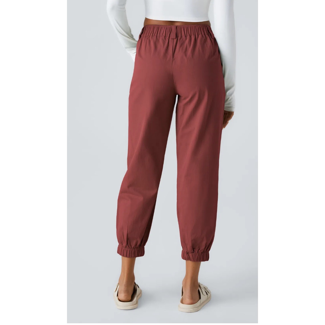 Halara Mid Rise Casual Jogger Pants with Pockets Russet Brown Red Maroon XL
