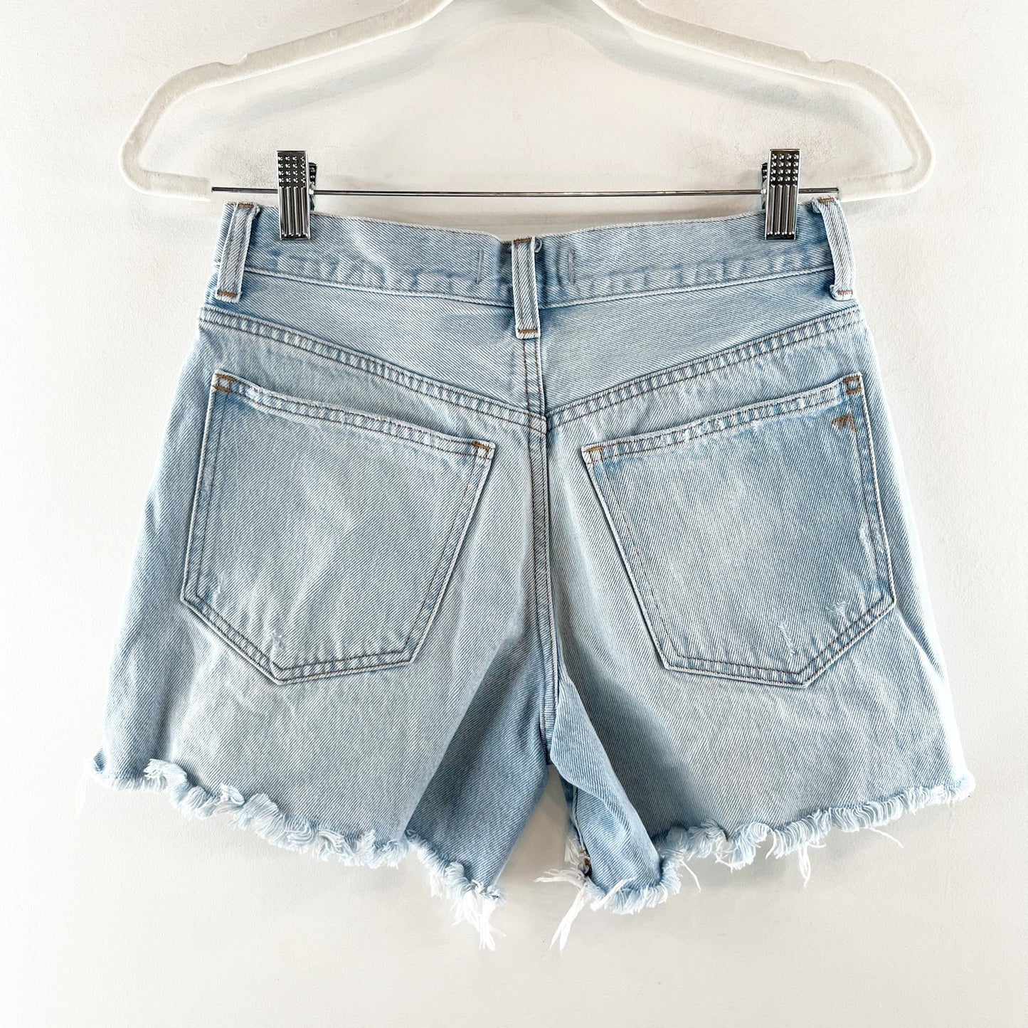 Madewell Relaxed Mid Length Denim Cutoff Step Hem Jean Shorts Blue 24 / 00