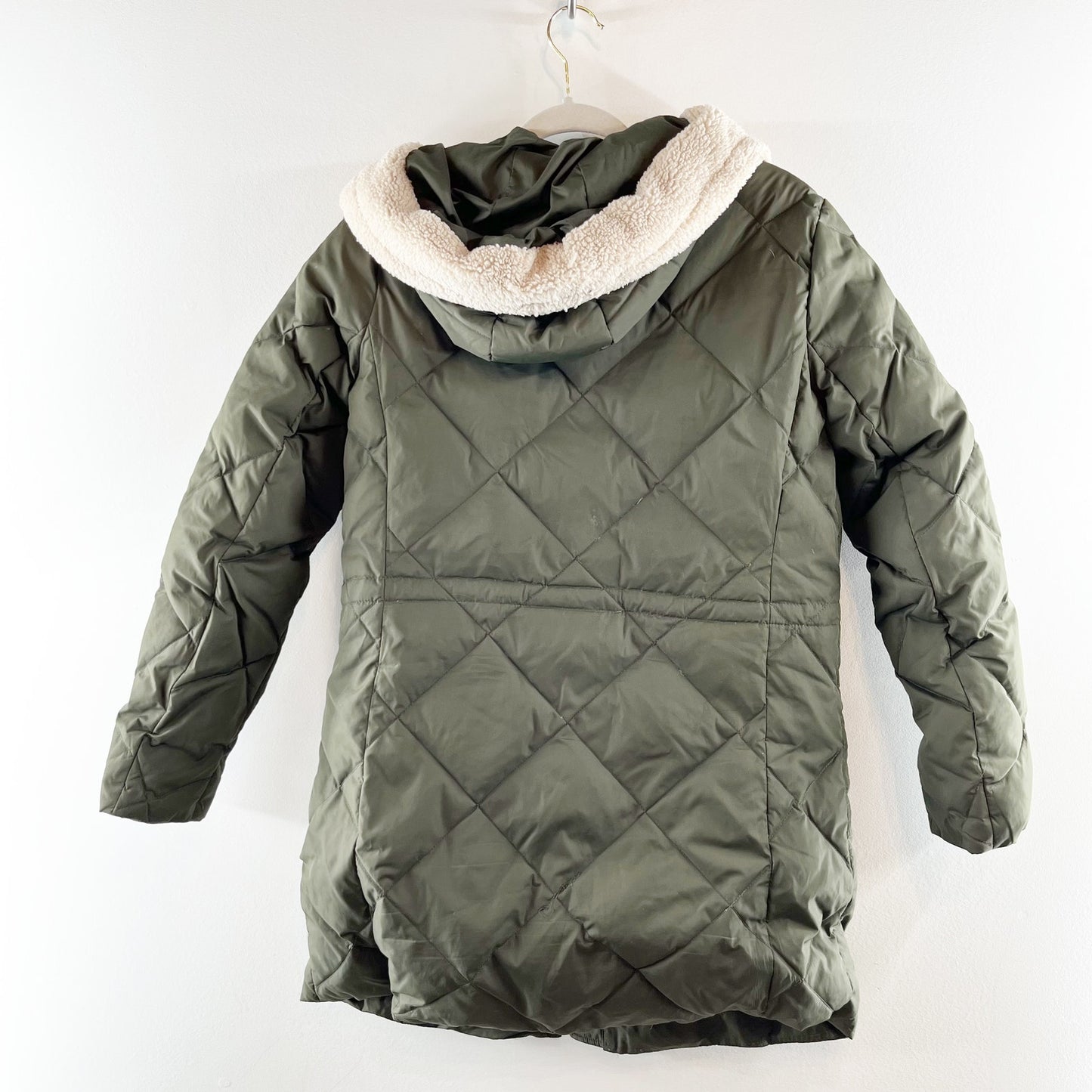 LAUREN Ralph Lauren Full Zip Quilted Puffer Hooded Parka Jacket Dark Green Small