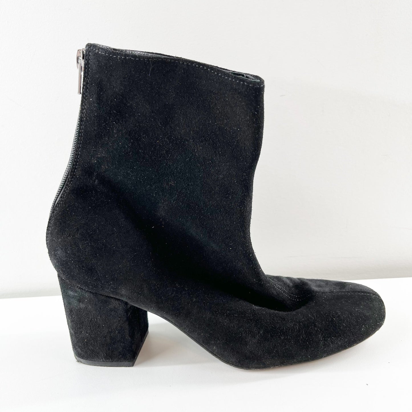 Free People Cecile Suede Block Heel Ankle Boots Booties Black 9