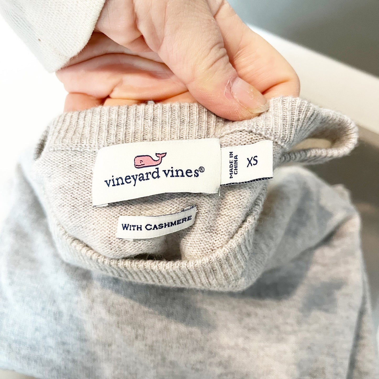 Vineyard Vines Colorblock Crewneck Long Sleeve Wool Cashmere Sweater Gray XS