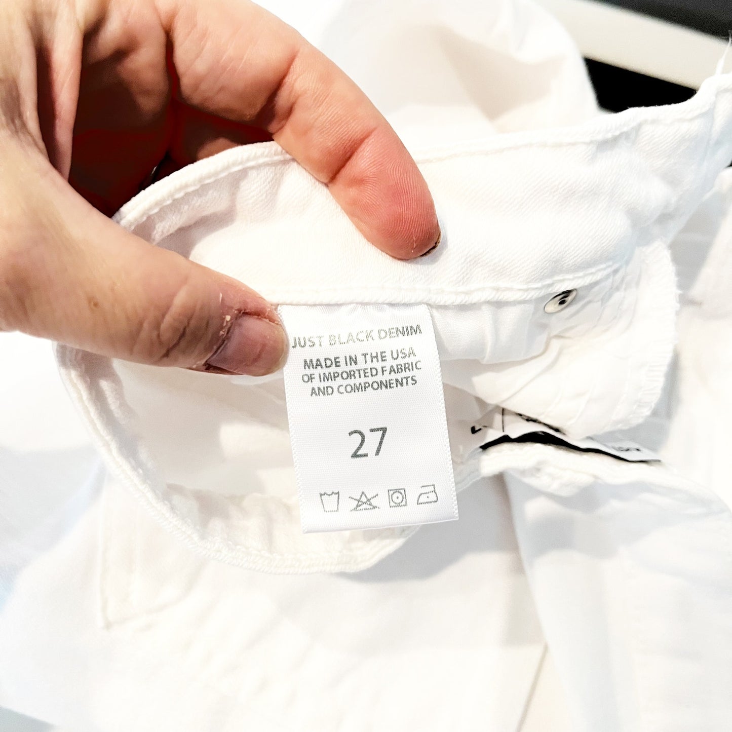 Just Black Denim High Rise Flare Raw Hem Jeans White 27