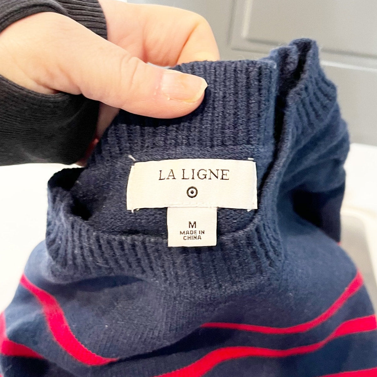La Ligne x Target Striped Crew Neck Pullover Sweater Navy Blue Red Medium