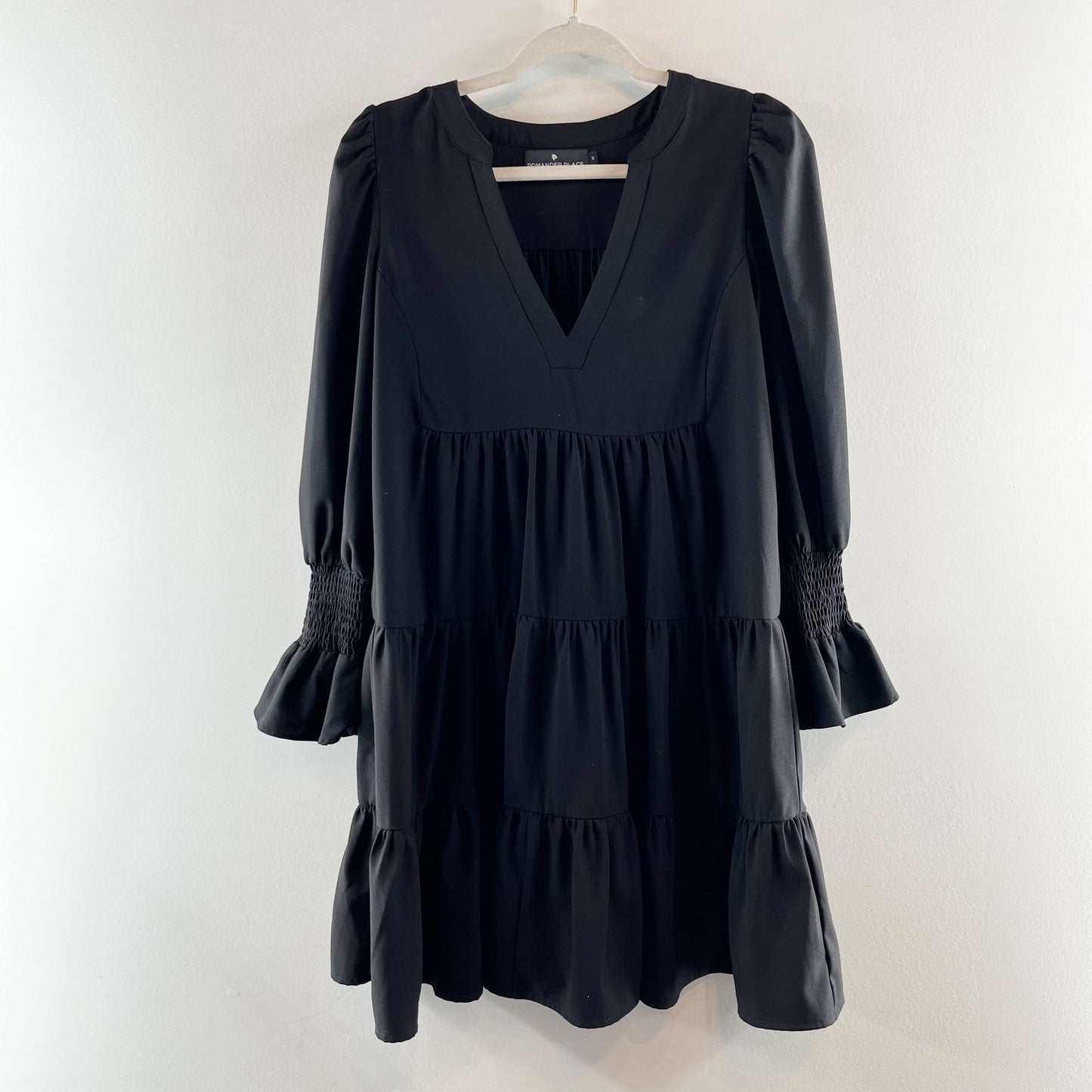 Pomander Place Tuckernuck Kenzo Tiered Mini Babydoll Dress Black Small