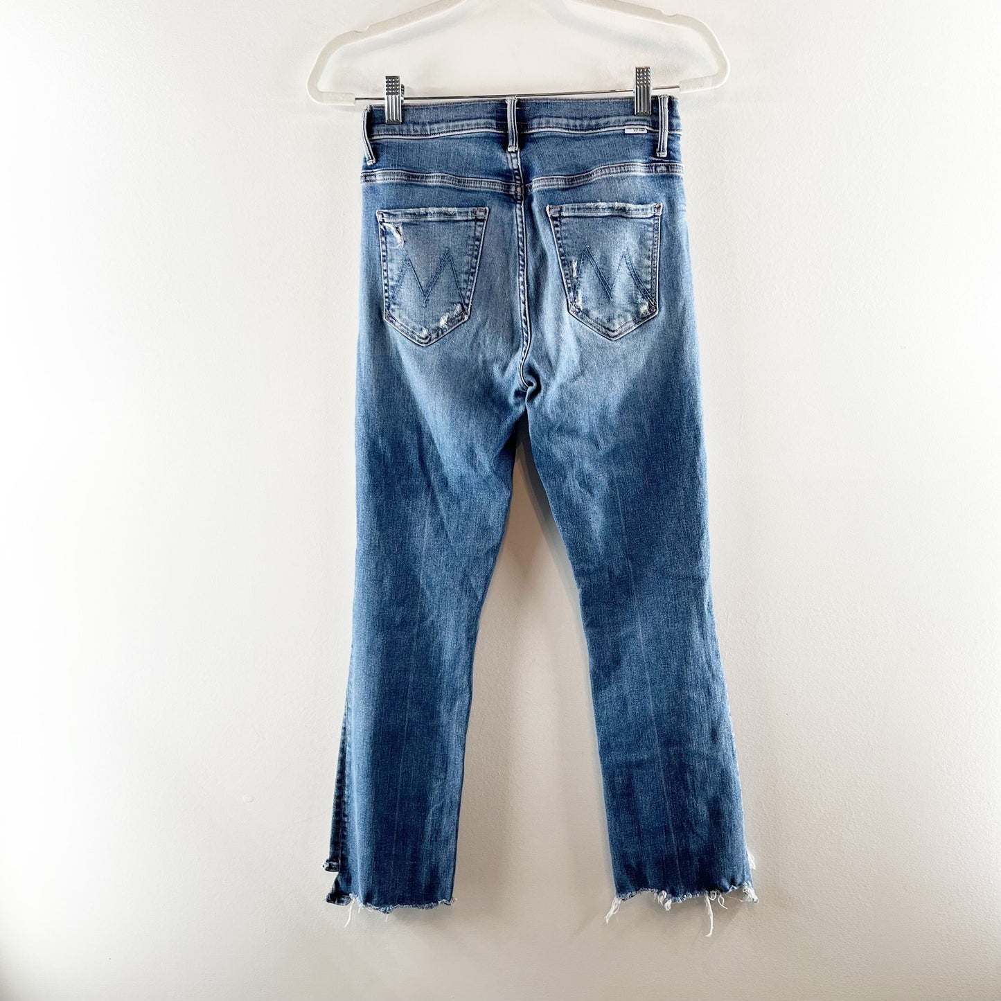 Mother The Insider Crop Step Chew Denim Flare Jeans Dancing On Coals Blue 27
