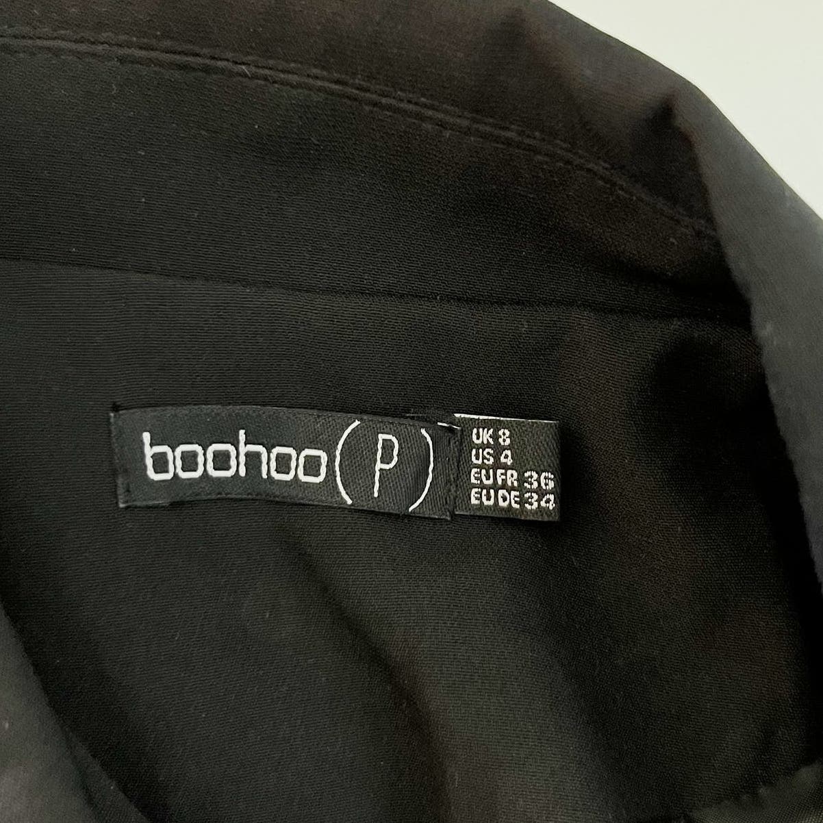 Boohoo Faux Pearl Detailed Button Down Mini Blazer Dress Black 4