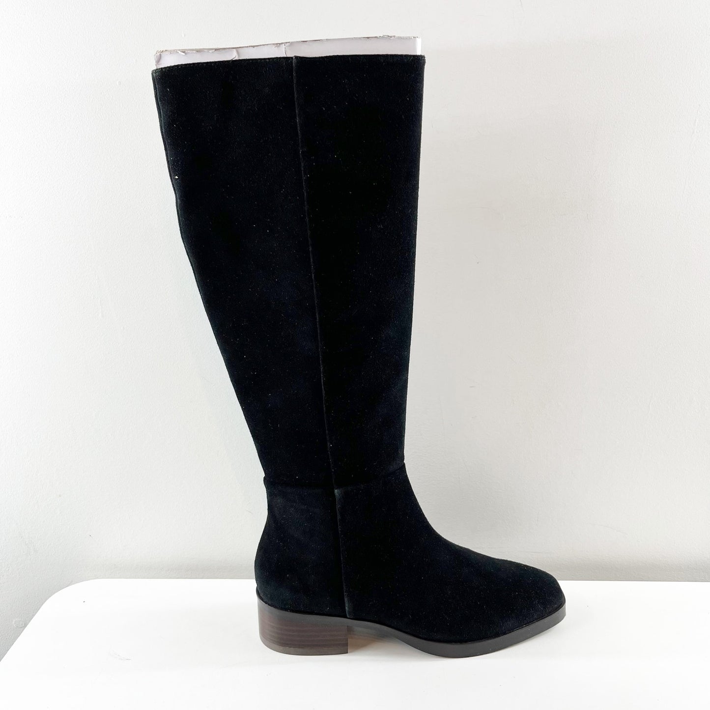 J. Jill Suede Leather Pull On Block Heel Square Toe  Mid-Calf High Boots Black 7