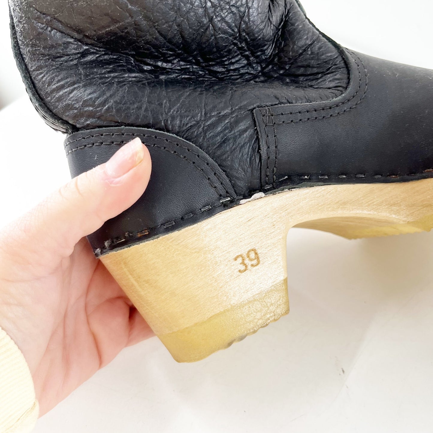 No. 6 Pull On Ankle Sherling Lined Clog Booties Boots Black 39 / US 8.5