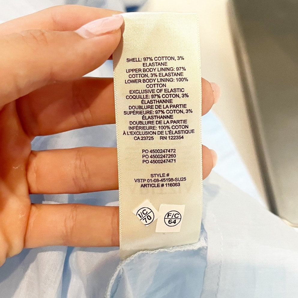 Babaton Aritzia Technique Cotton Poplin Drop Waist Maxi Dress Classic Light Blue
