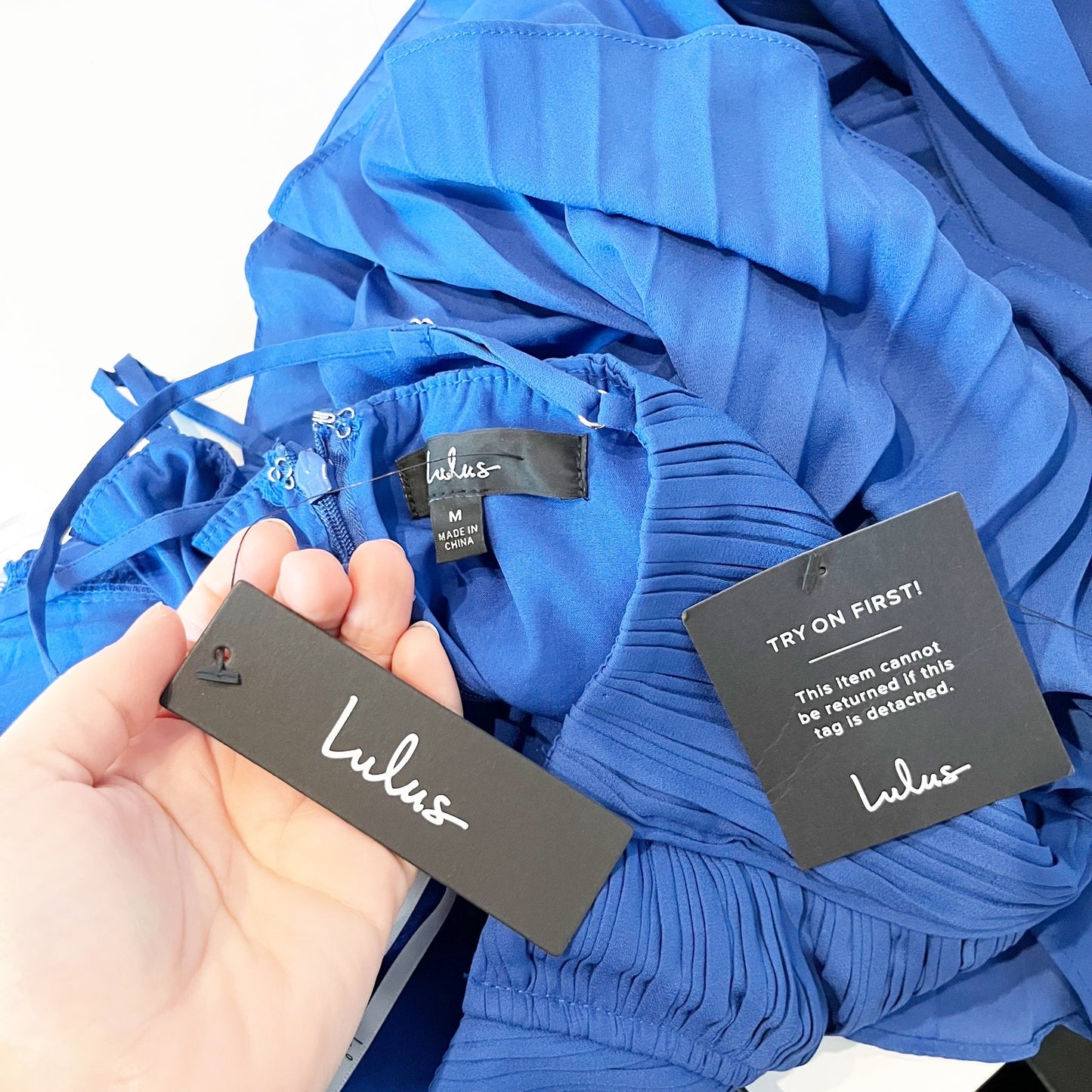 Lulus Cascading Crush Tiered Bustier Midi Dress Cobalt Blue Medium