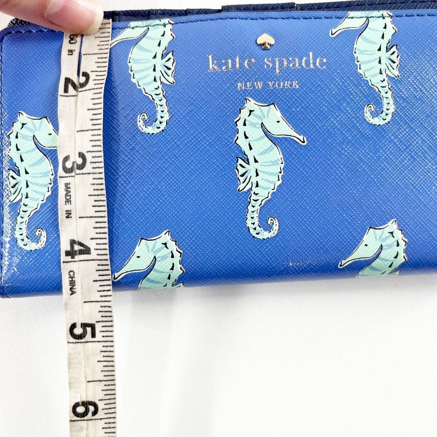 Kate Spade New York Cedar Street Seahorse Stacy Leather Wallet Blue