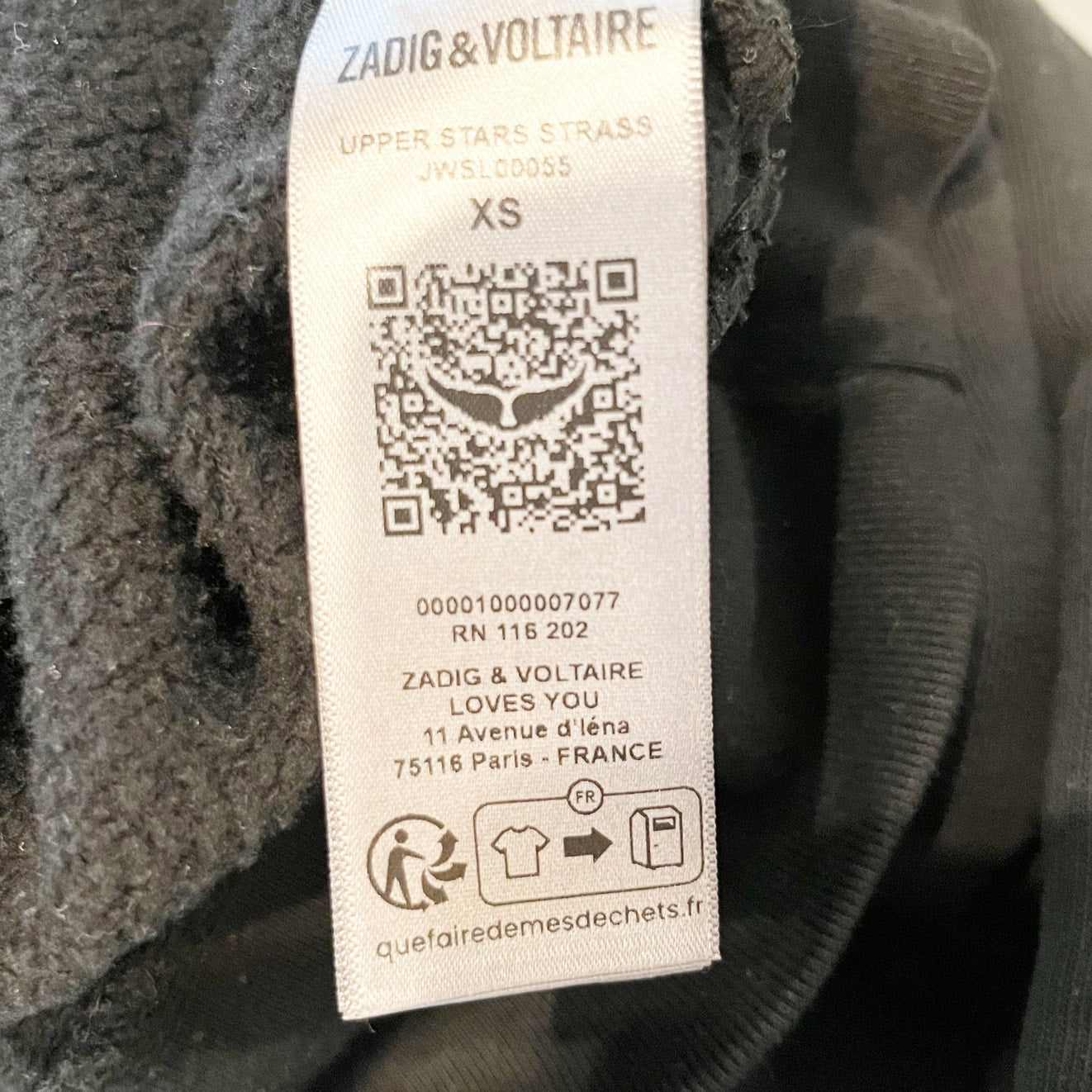 Zadig & Voltaire Long Sleeve Crewneck Star Print Pullover Sweatshirt Black XS