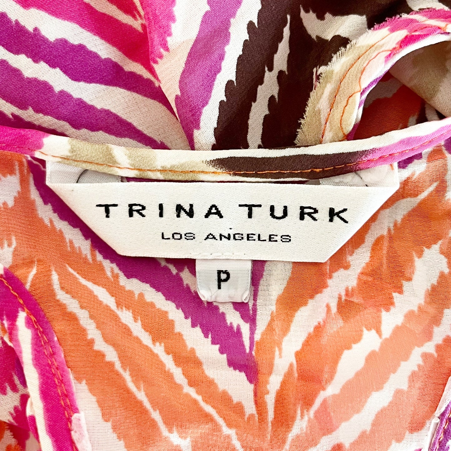 Trink Turk Rainbow Racerback Multicolor 100% Silk Tank Top Pink Orange Small