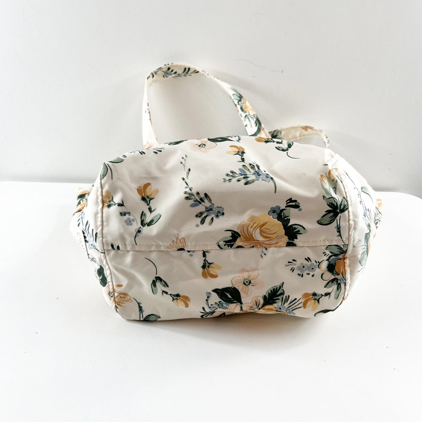 Loeffler Randall Claire Ruffle Nylon Tote Bag Purse White Yellow Green