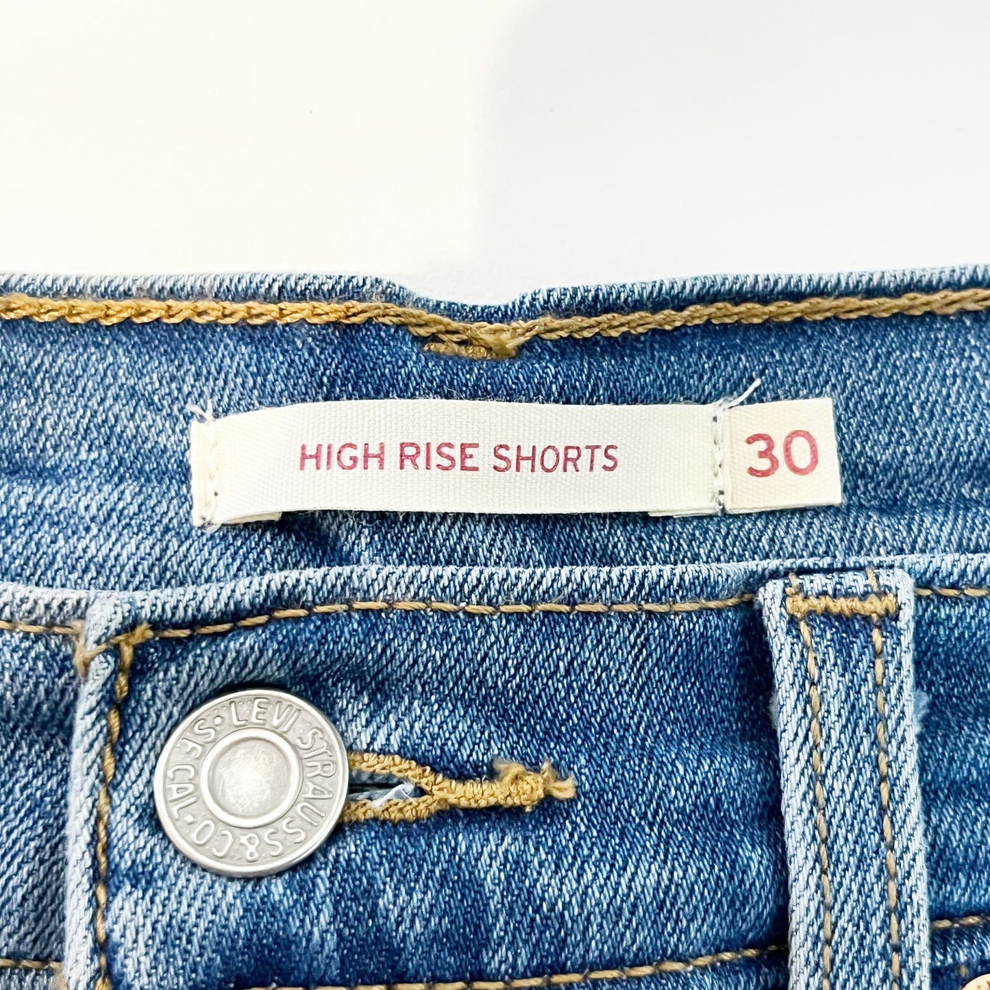Levi's Cutoff Stretch Distressed Denim High Rise Jean Shorts Blue 10 / 30