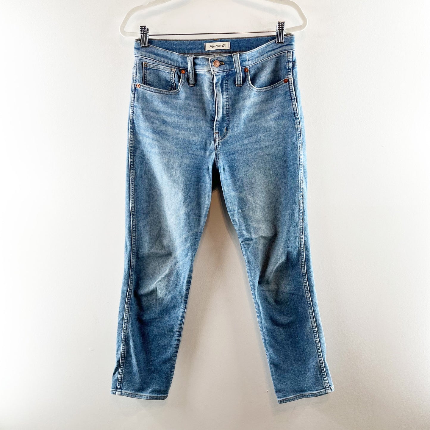 Madewell High Rise Ankle Straight Stovepipe Jeans in Euclid Wash Blue 27 / 4