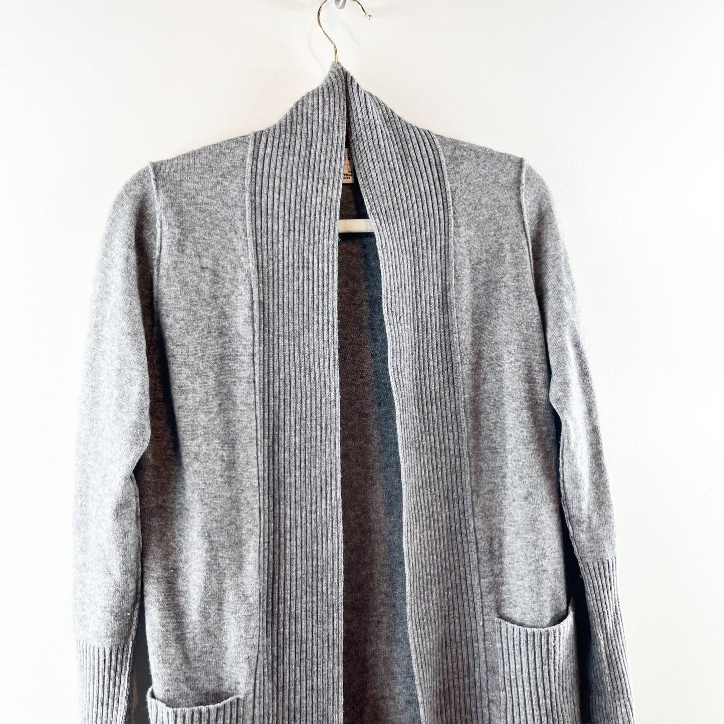 Barneys New York Wool-Cashmere Long Sleeve Open Front Cardigan Sweater Gray S