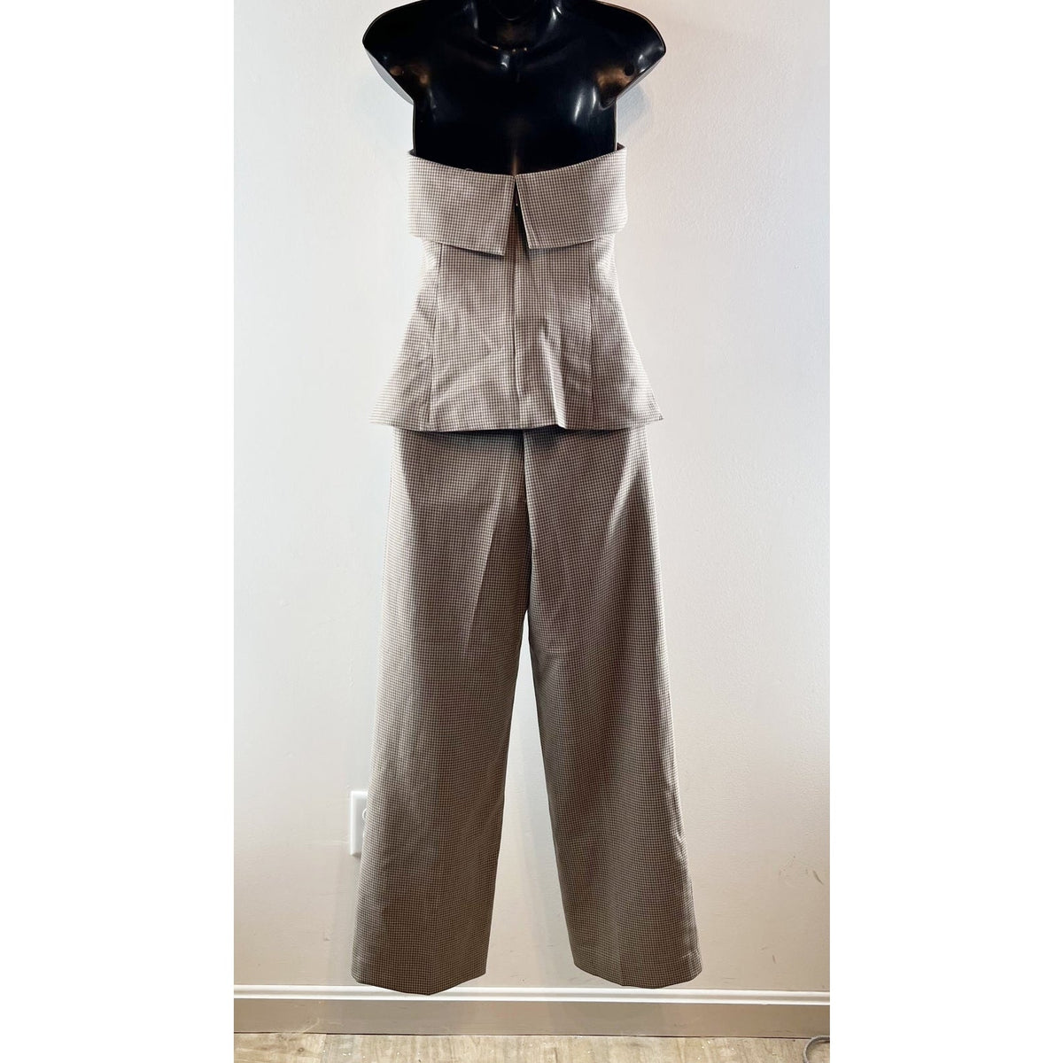 Babaton Aritzia Element Tube Top and Agency Trouser Pants Set Taupe Brown 4