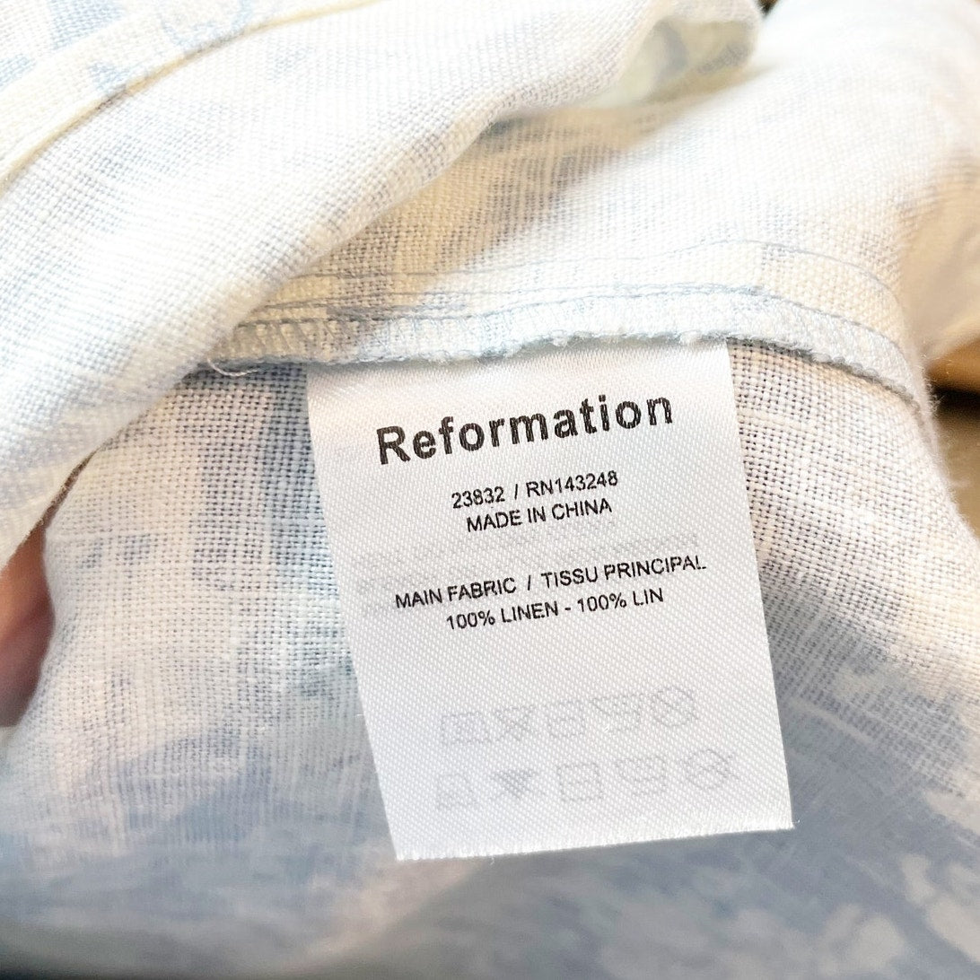 Reformation Palm Linen Crop Tank Top and Wrap Maxi Skirt Matching Set Blue 4