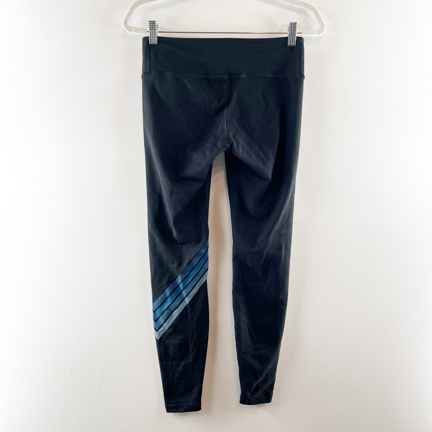 Aviator Nation Chevron 5 Stripe Leggings Black Blue Medium