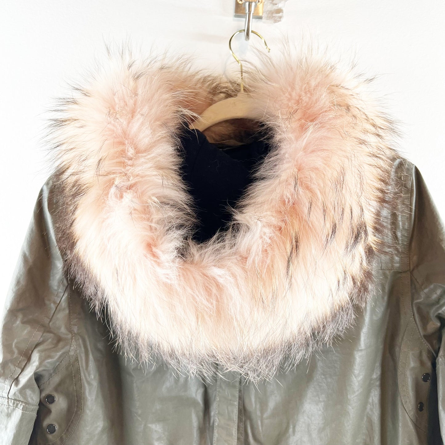 SAM. New York Hudson Fur Hood Waxed Thinsulate Parka Jacket Military Green Small