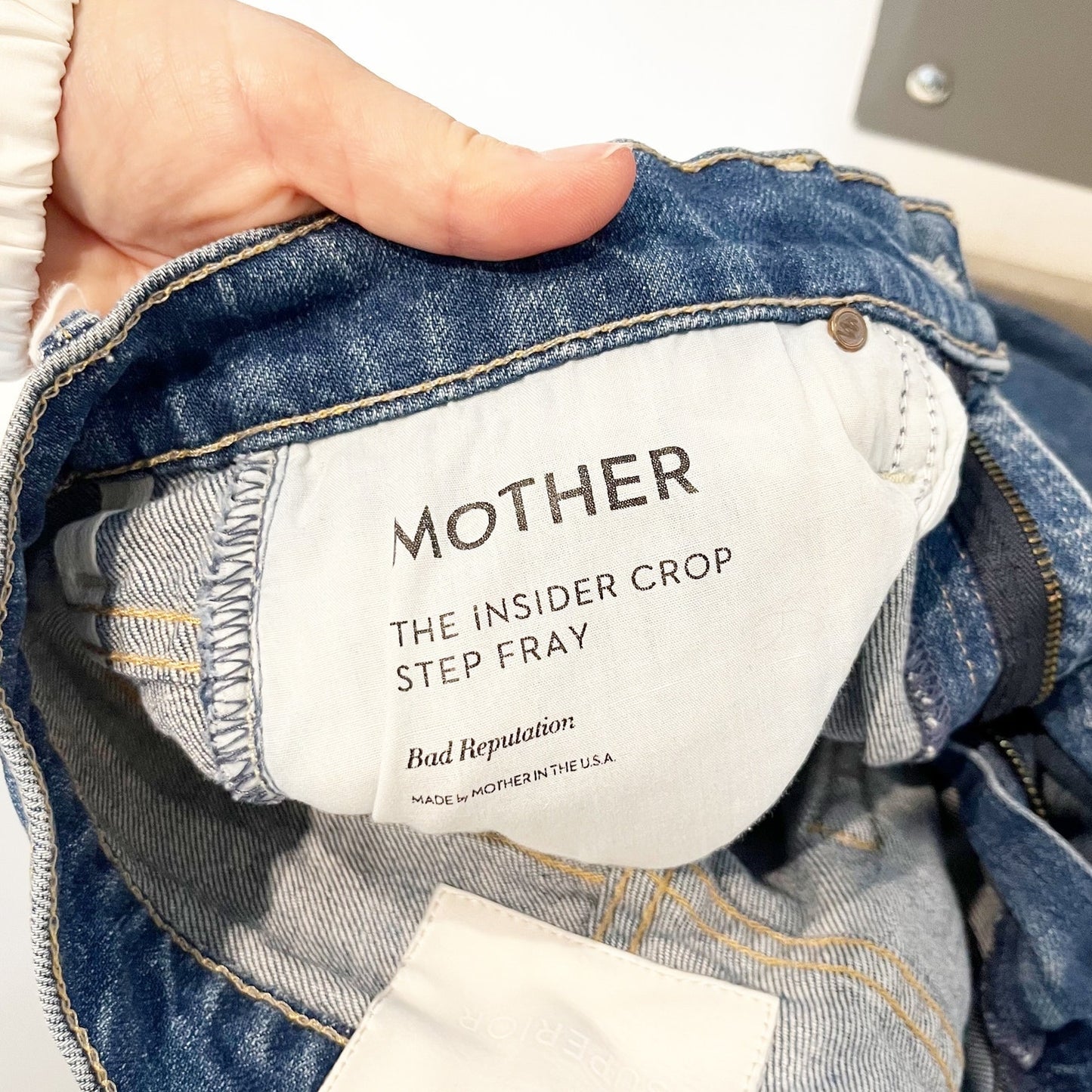 Mother The Insider Crop Step Fray Hem Mid Rise Jeans Blue Bad Reputation 28