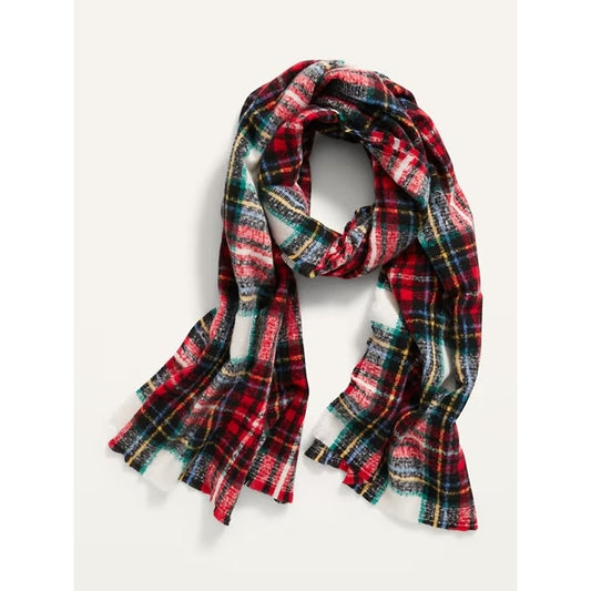 Old Navy Tartan Plaid Flannel Wrap Blanket Scarf Red Green White