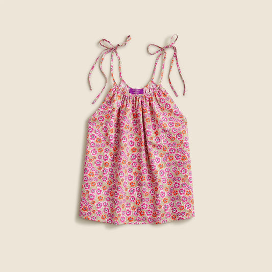 J. Crew Tie Strap Liberty Cotton Floral Tank Top Pink XS