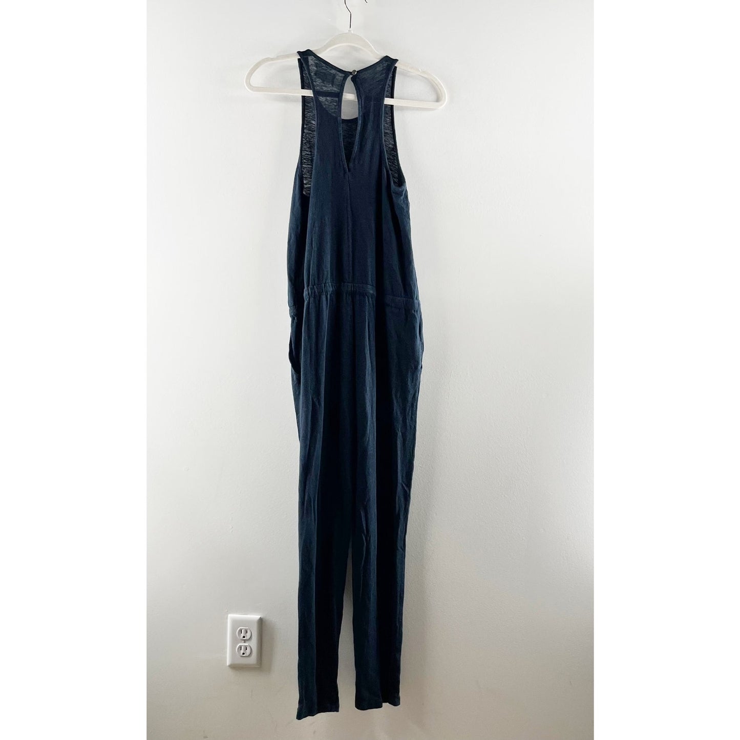 Lou & Grey Sleeveless Slim Straight Leg Linen Jumpsuit Black Small