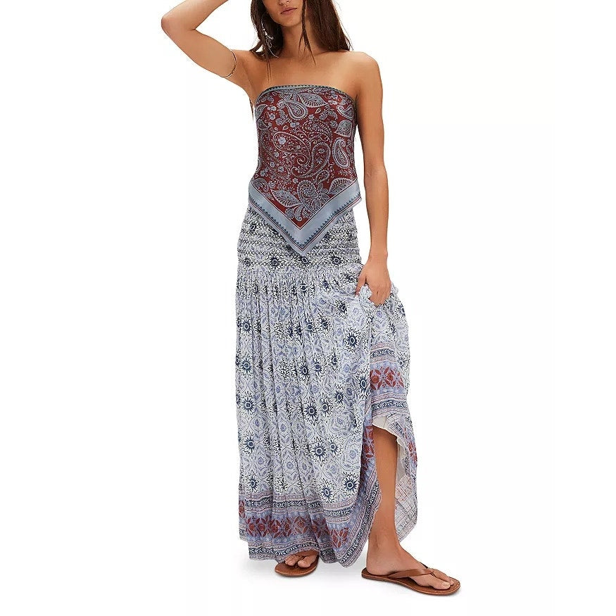 Free People Ravenna Printed Convertible Maxi Skirt Midi Dress XS