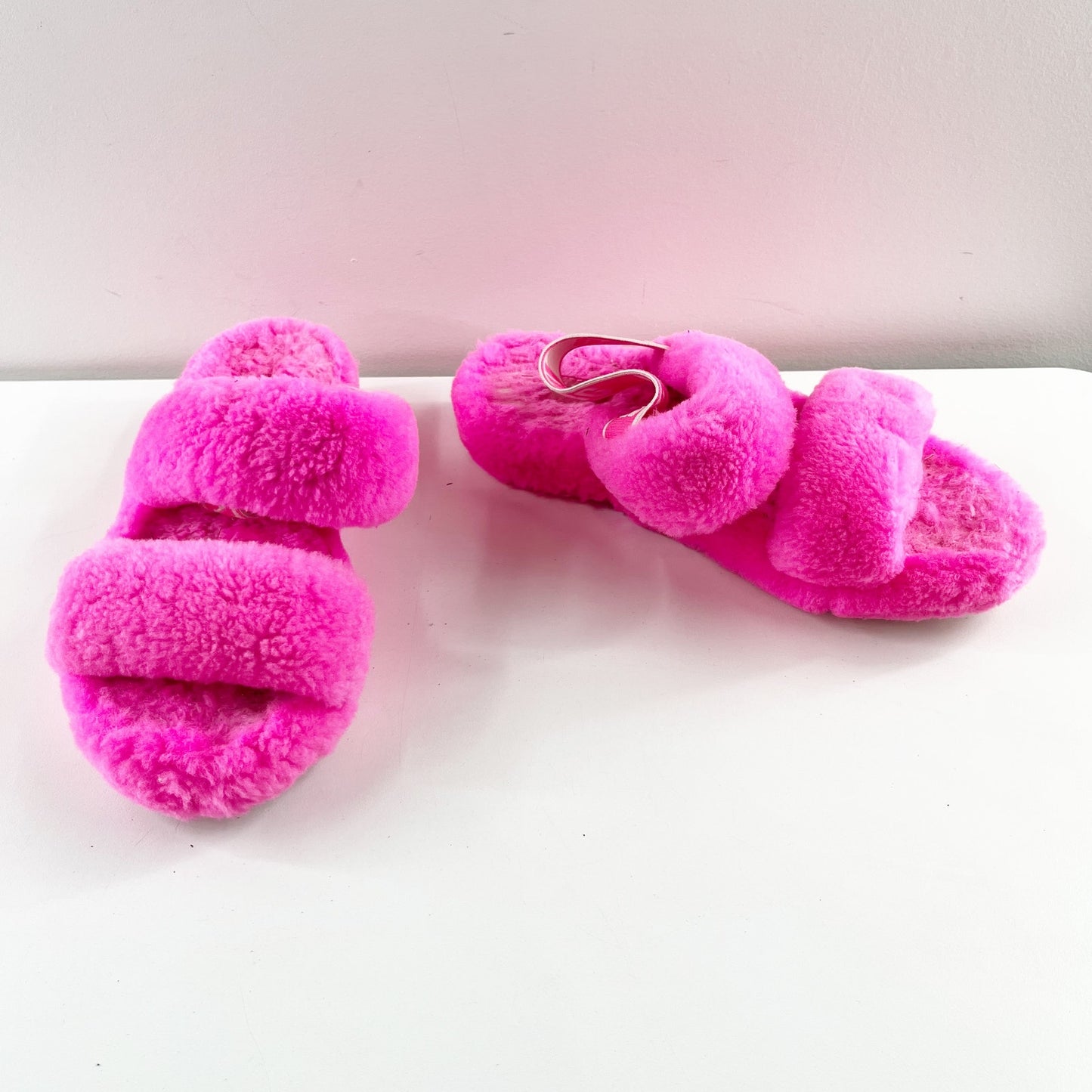 UGG Sherpa Oh Yeah Double Strap Slide Sandal Slippers Hot Pink 7