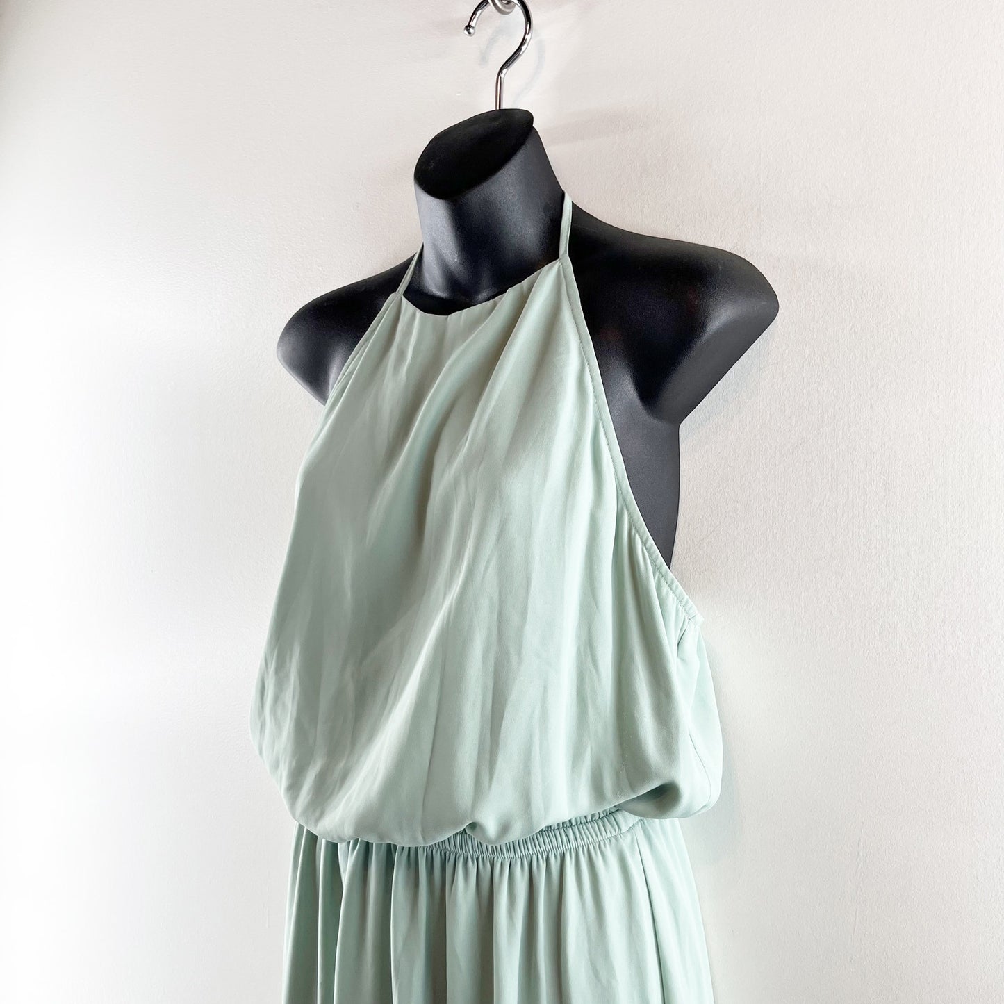 Show Me Your Mumu Sleeveless Slit Heather Halter Maxi Dress Light Green Large