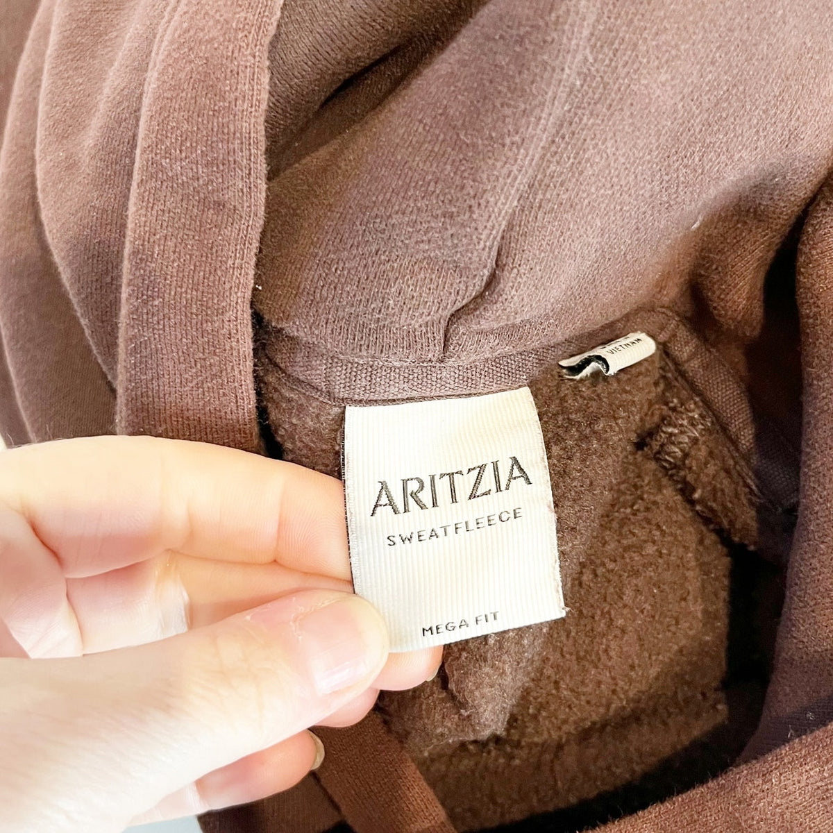 Aritzia Sweatfleece Mega Fit Pullover Sweatshirt Hoodie Brown Large